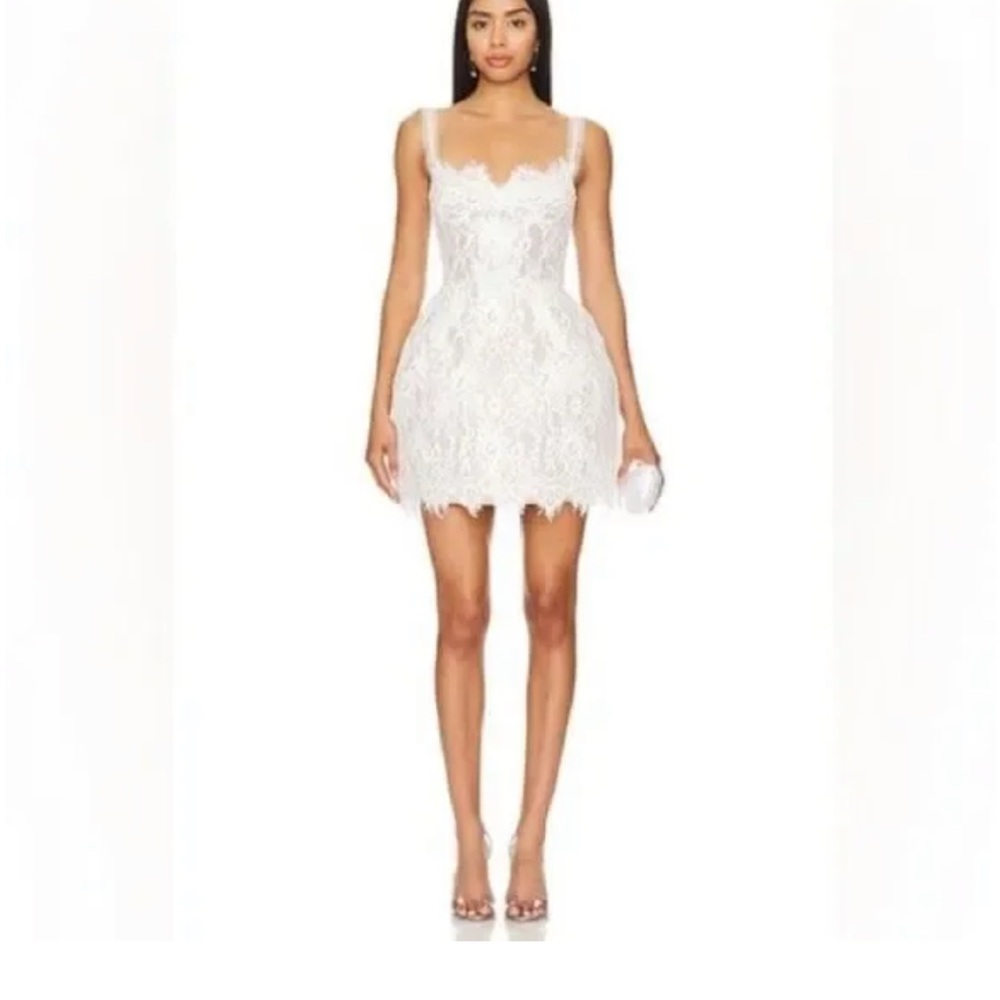 Bronx and Banco Collet Lace Mini Dress with Maraya Lace Gloves